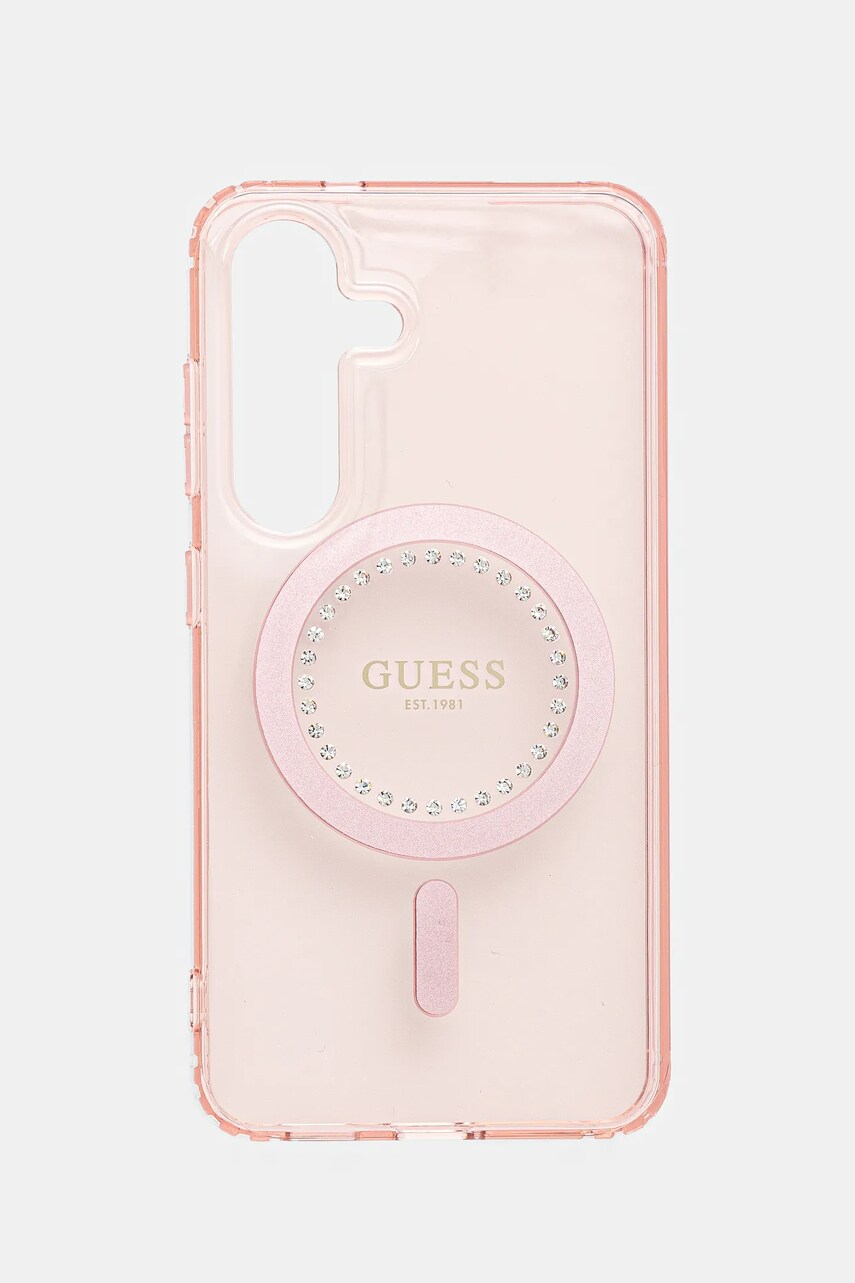 Levně Obal na telefon Guess Samsung Galaxy S25 růžová barva, GUHMS25SPFTDTEP