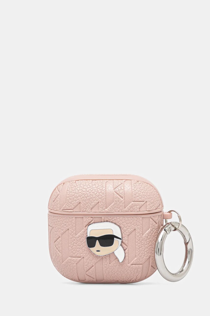 Karl Lagerfeld husa airpods 4 culoarea roz, KLA4PGKIPP