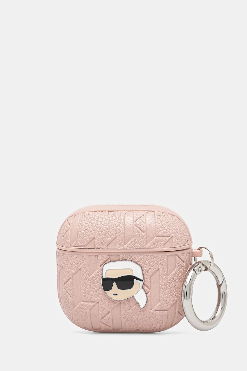 Karl Lagerfeld husa airpods 4 culoarea roz, KLA4PGKIPP