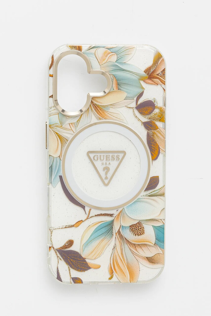 Levně Obal na telefon Guess iPhone 16 bílá barva, GUHMP16SHFLPEDH