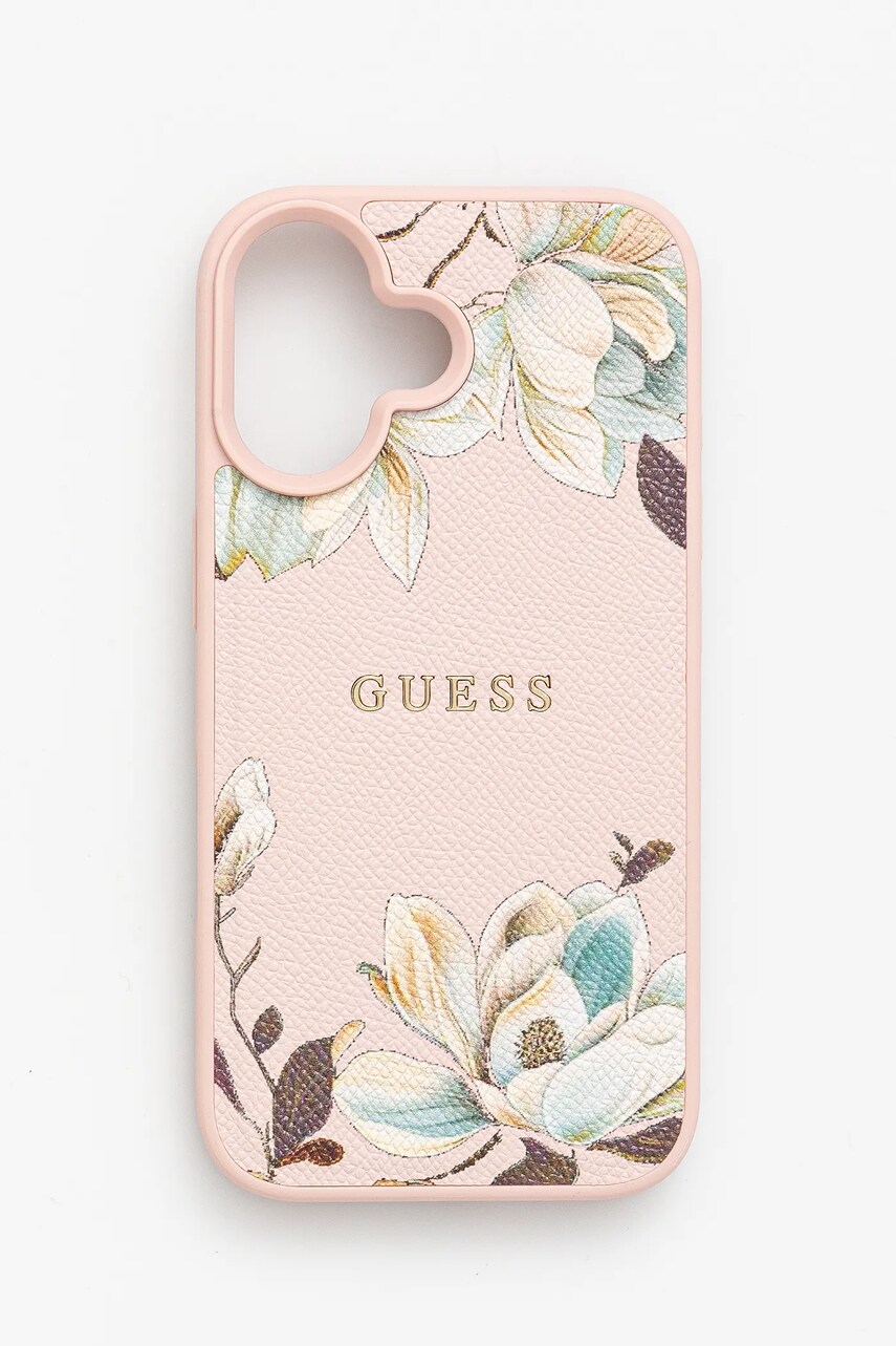 Levně Obal na telefon Guess iPhone 16 růžová barva, GUHMP16SPGNMPLMP