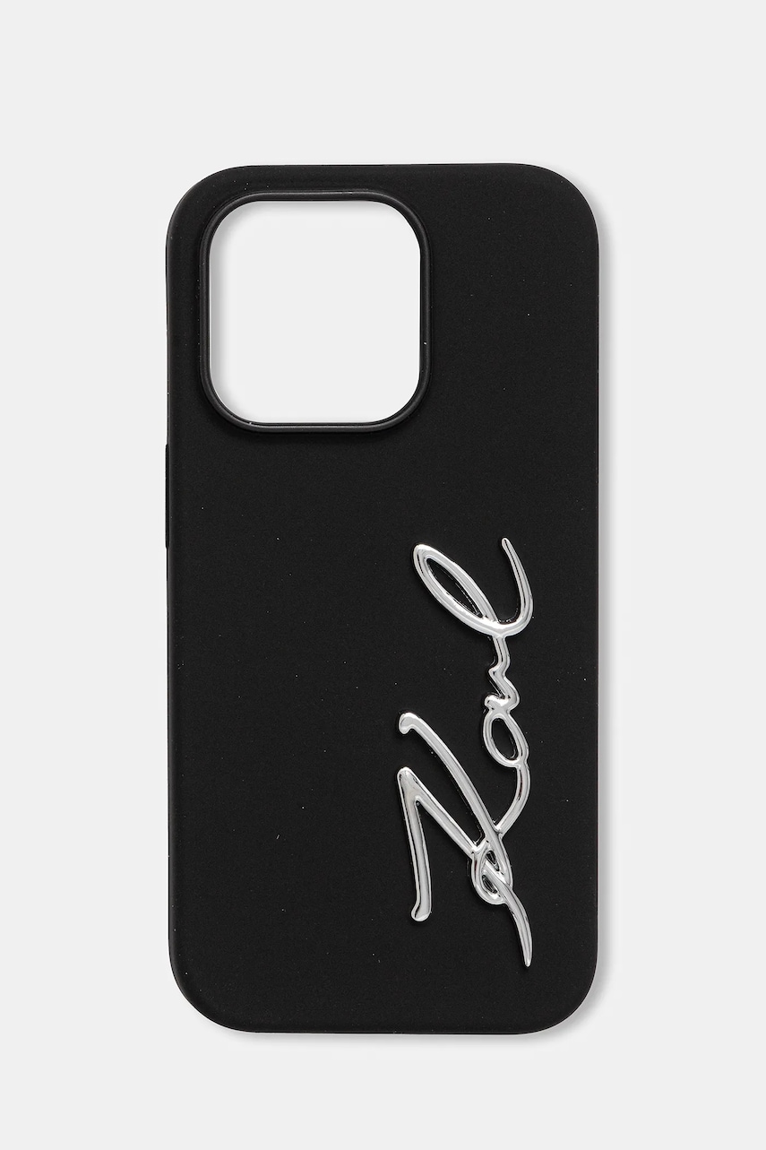 Karl Lagerfeld carcasă de telefon iPhone 14 Pro culoarea negru, KLHCP14LSCMSMVK