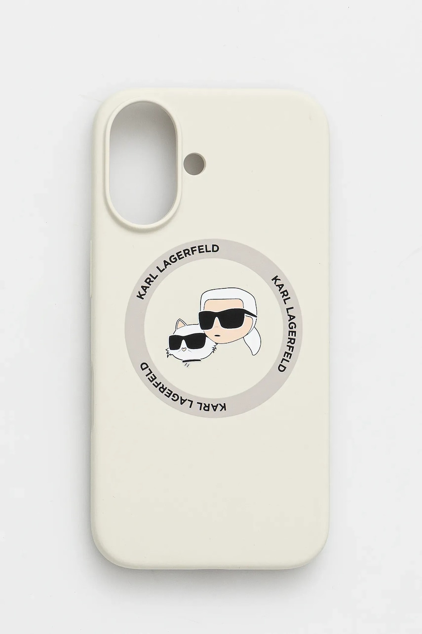 Karl Lagerfeld carcasă de telefon iPhone 16 culoarea bej, KLHMP16SSKCHTCE