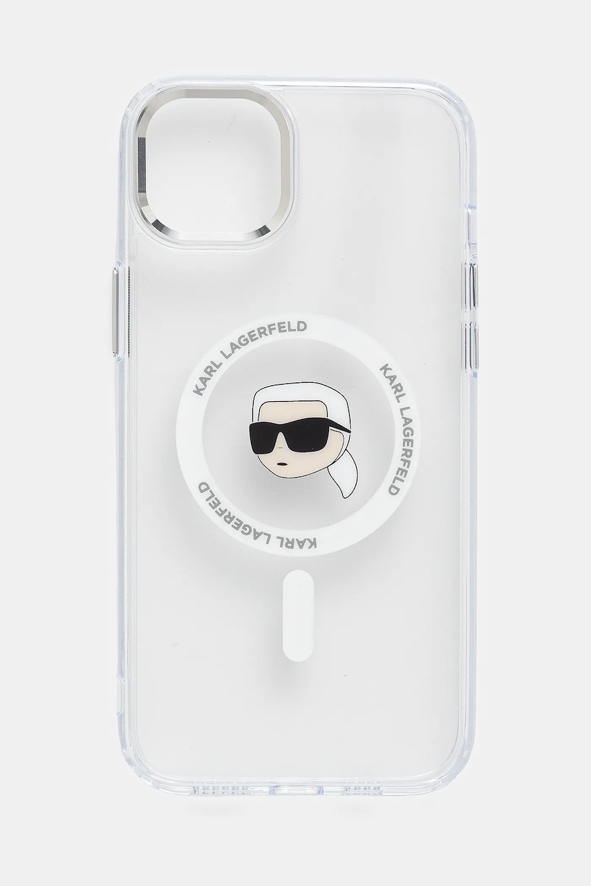 Karl Lagerfeld carcasă de telefon iPhone 15 Plus culoarea alb, KLHMP15MHLSKIH