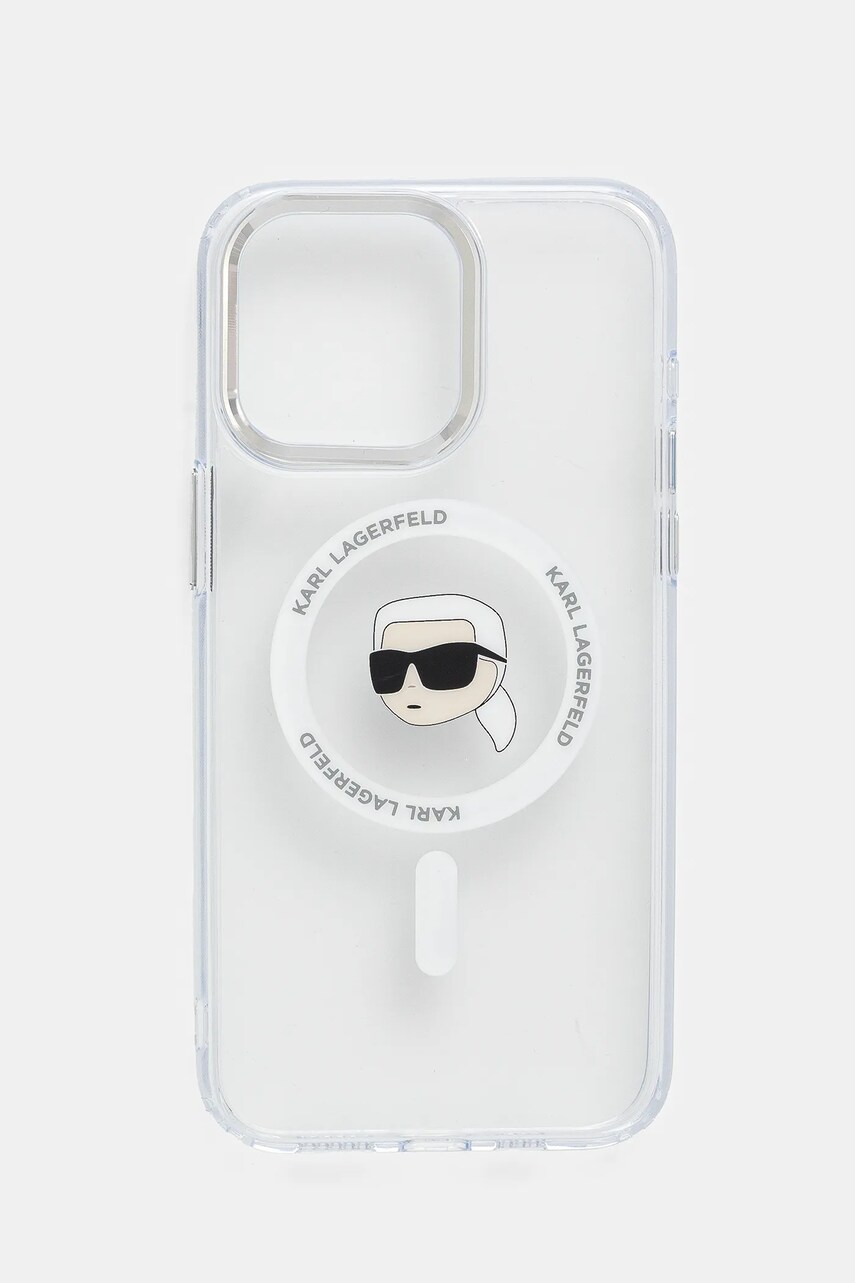 Karl Lagerfeld carcasă de telefon iPhone 15 Pro Max culoarea alb, KLHMP15XHLSKIH