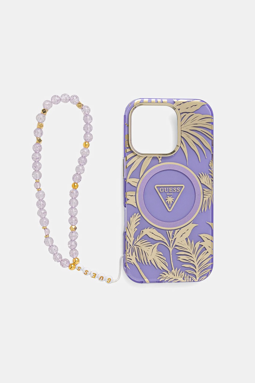 

Кейс за телефон Guess iPhone 16 Pro в лилаво GUHMP16LHPCTPLSU, Виолетов