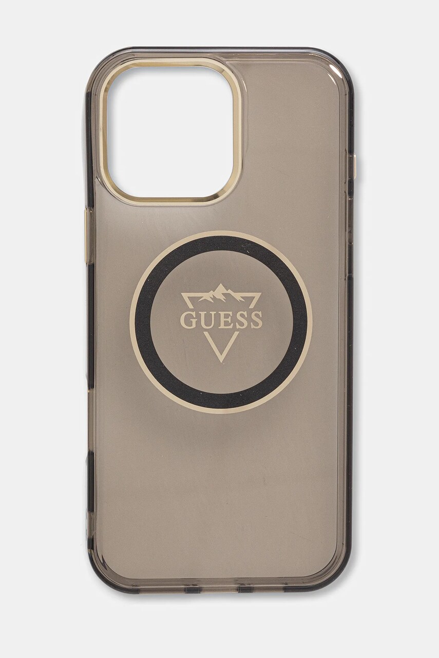 Levně Obal na telefon Guess iPhone 16 Pro Max černá barva, GUHMP16XHFGTMSLSK