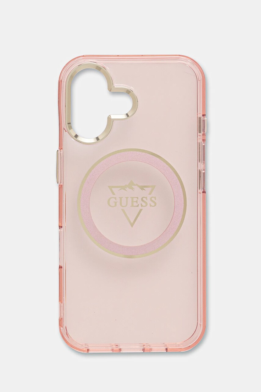 Levně Obal na telefon Guess iPhone 16 růžová barva, GUHMP16SHFGTMSLSP