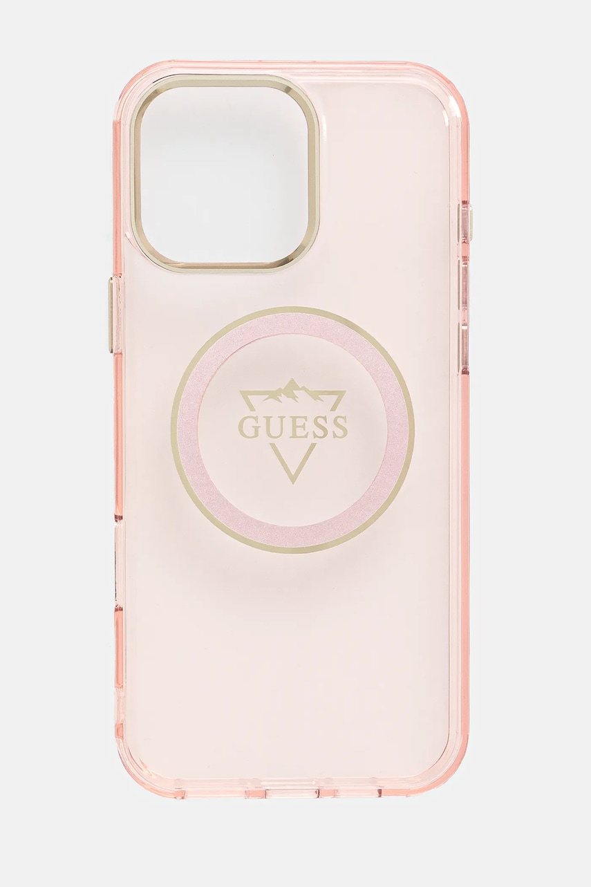 Levně Obal na telefon Guess iPhone 16 Pro Max růžová barva, GUHMP16XHFGTMSLSP
