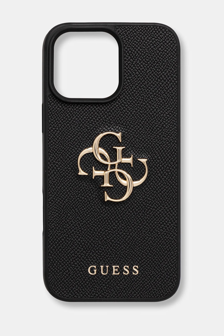 

Кейс за телефон Guess iPhone 16 Pro Max в черно GUHCP16XPGT4MBK, Черен