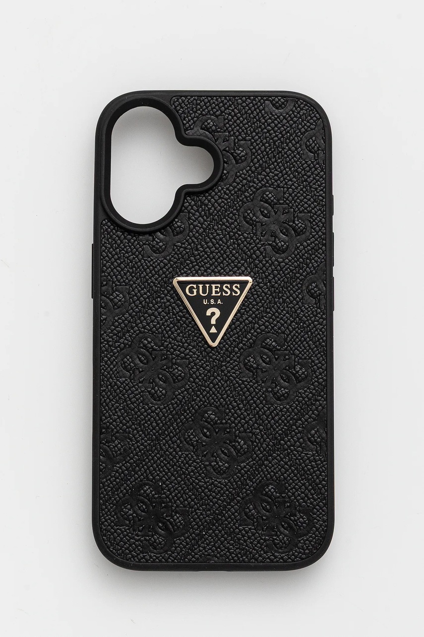 

Кейс за телефон Guess iPhone 16 в черно GUHCP16SPGP4STRK, Черен