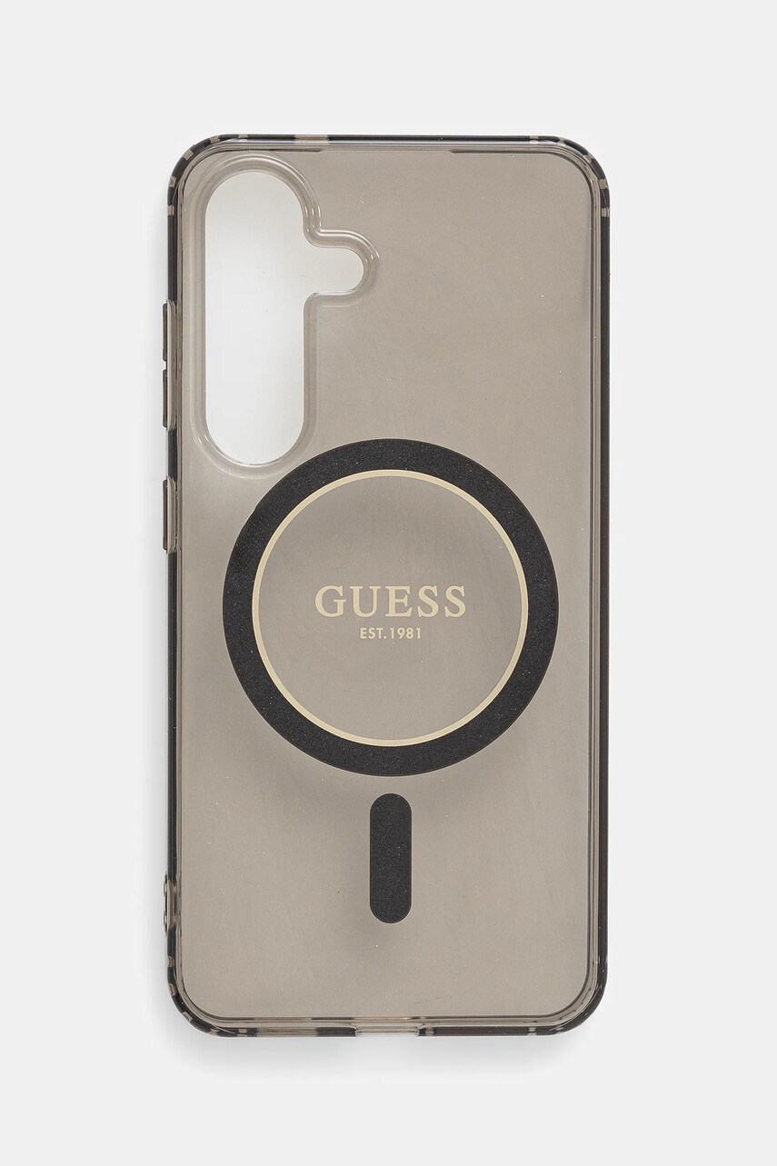 Levně Obal na telefon Guess Samsung Galaxy S25 černá barva, GUHMS25SHFGEREK