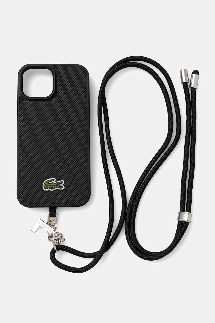Lacoste carcasă de telefon iPhone 15 culoarea negru, LCHMBCP15SPVCK