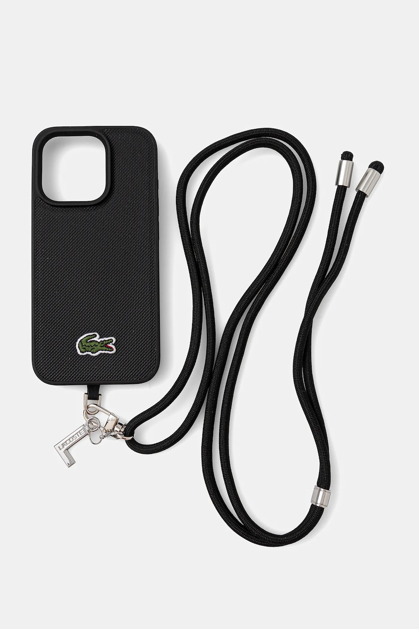 Lacoste carcasă de telefon iPhone 15 Pro culoarea negru, LCHMBCP15LPVCK