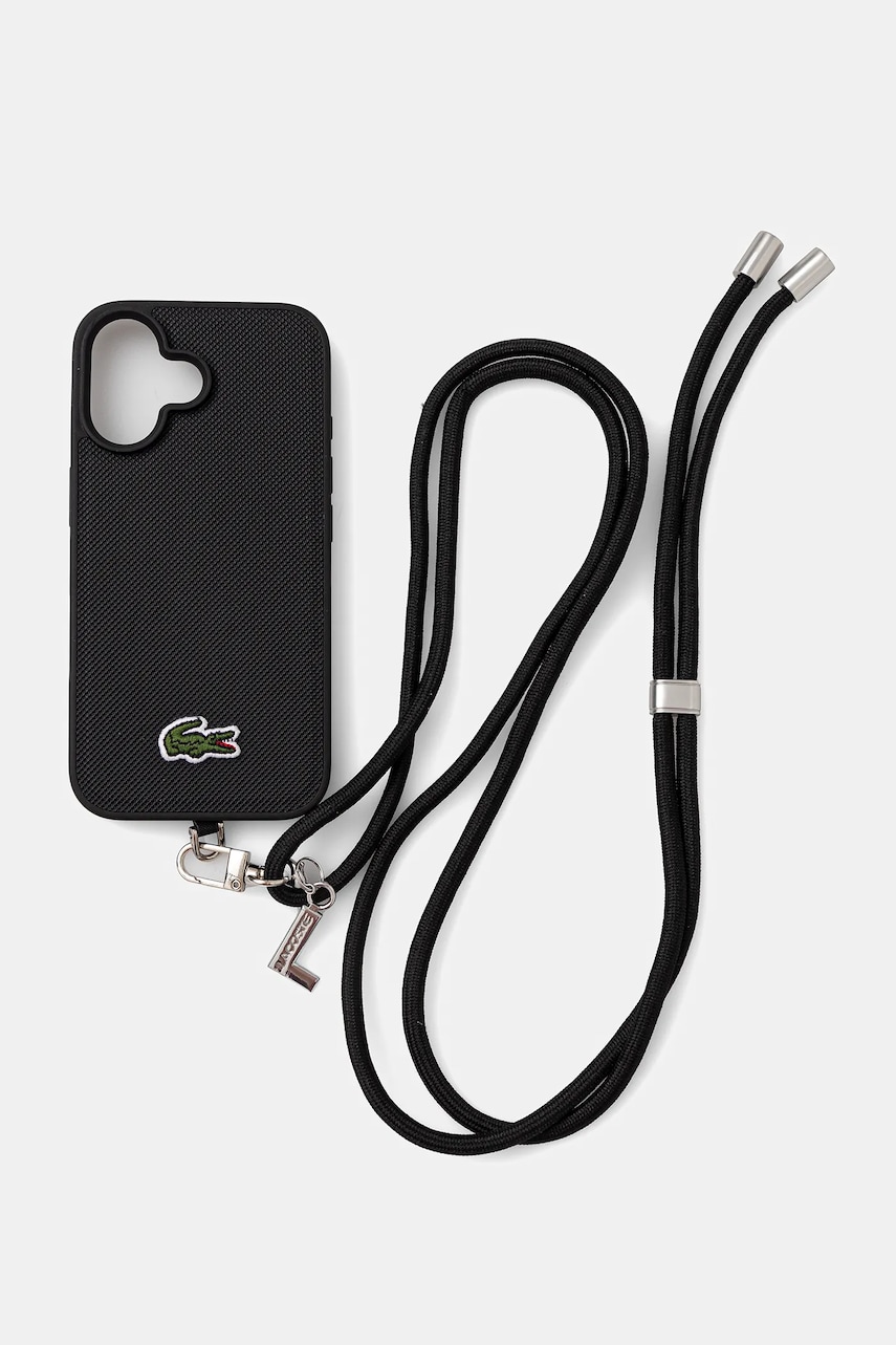 Lacoste carcasă de telefon iPhone 16 culoarea negru, LCHMBCP16SPVCK