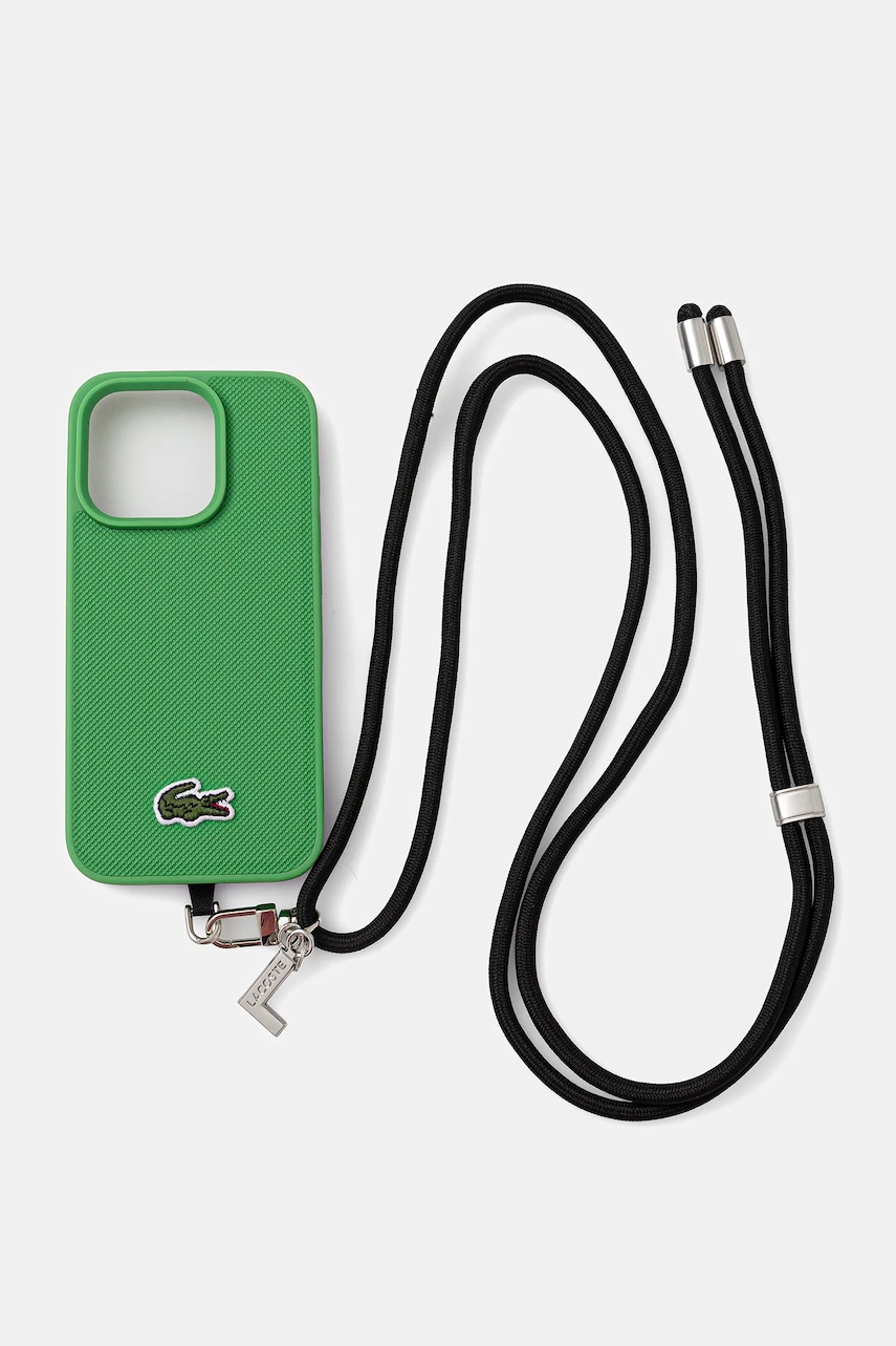 Lacoste carcasă de telefon iPhone 15 Pro culoarea verde, LCHMBCP15LPVCN