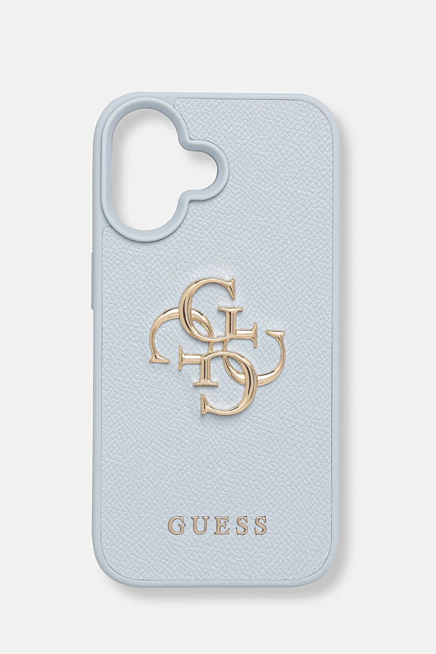 Levně Obal na telefon Guess iPhone 16 modrá barva, GUHCP16SPGT4MBB