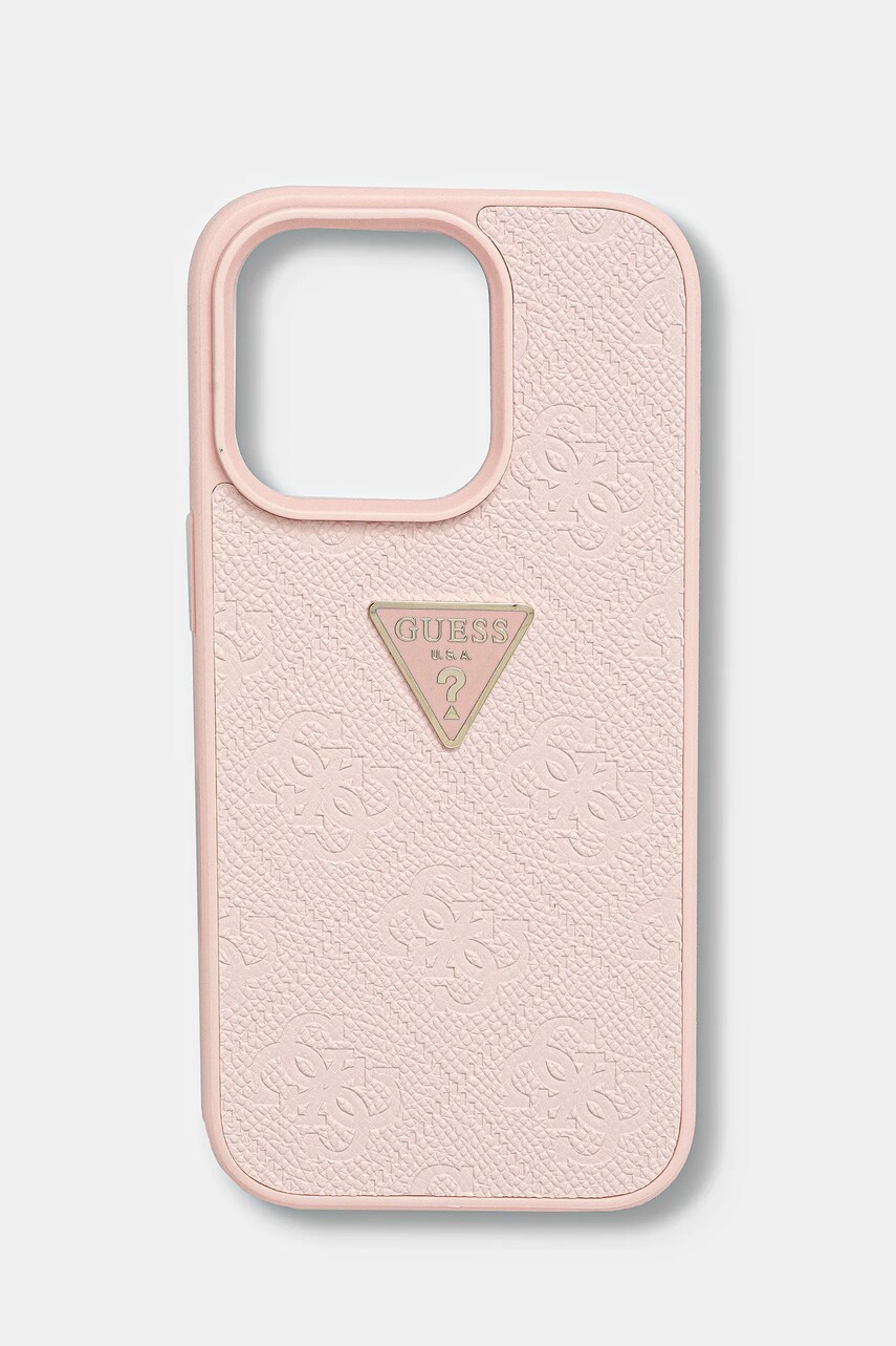 Levně Obal na telefon Guess iPhone 16 Pro růžová barva, GUHCP16LPGP4STRP