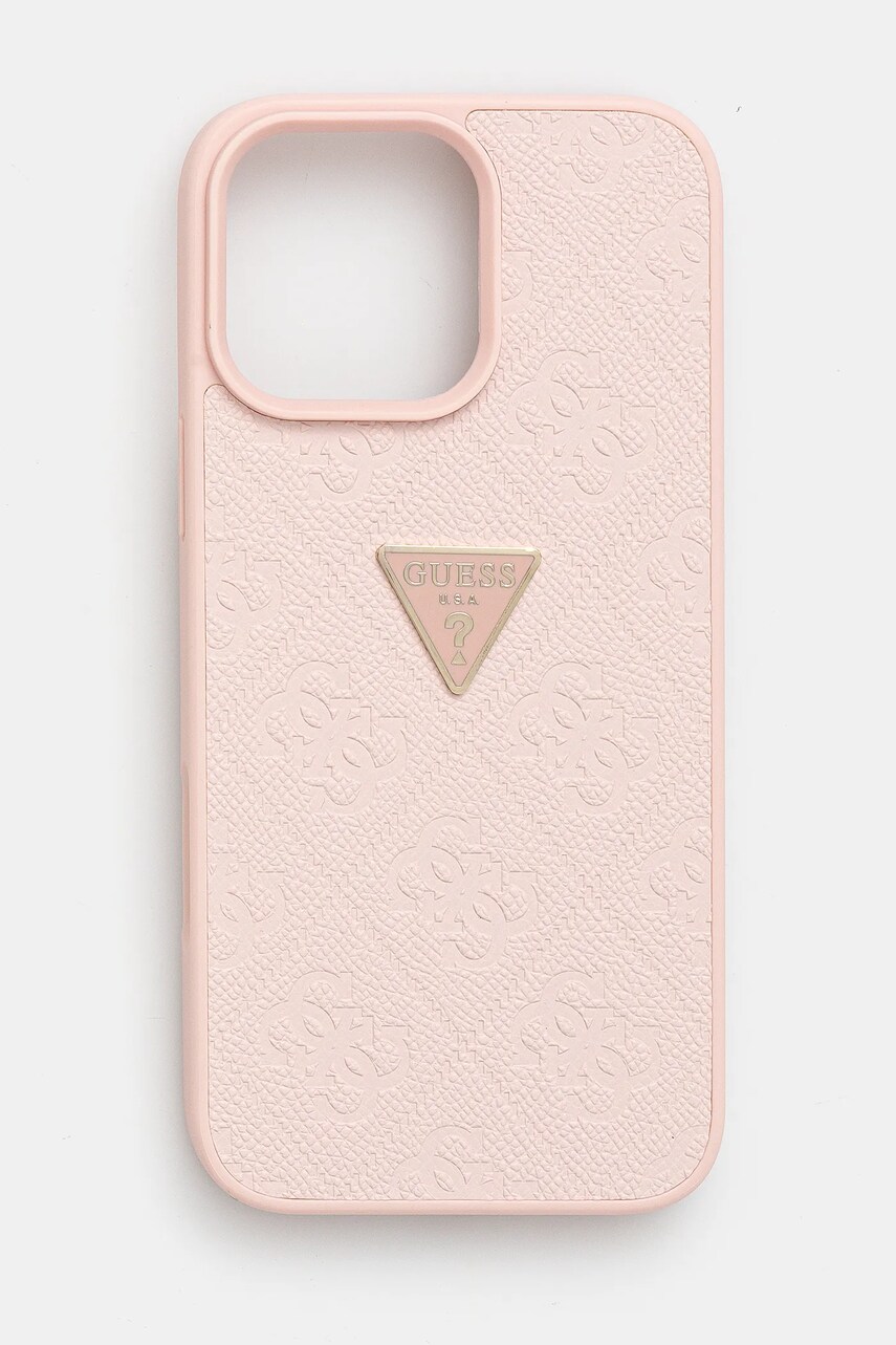 Levně Obal na telefon Guess iPhone 16 Pro Max růžová barva, GUHCP16XPGP4STRP