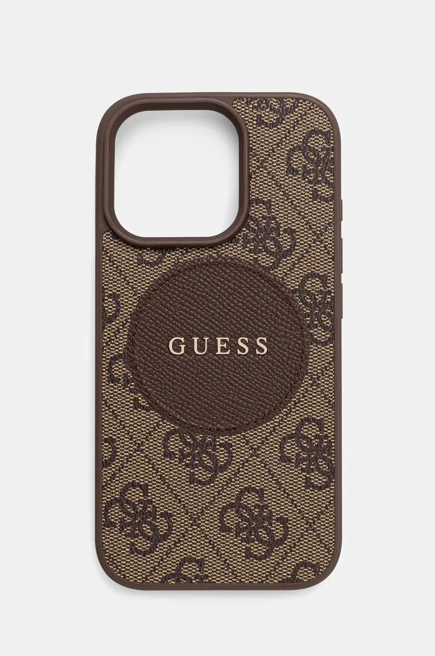 Levně Obal na telefon Guess iPhone 16 Pro hnědá barva, GUHMP16LP4PGRSGW