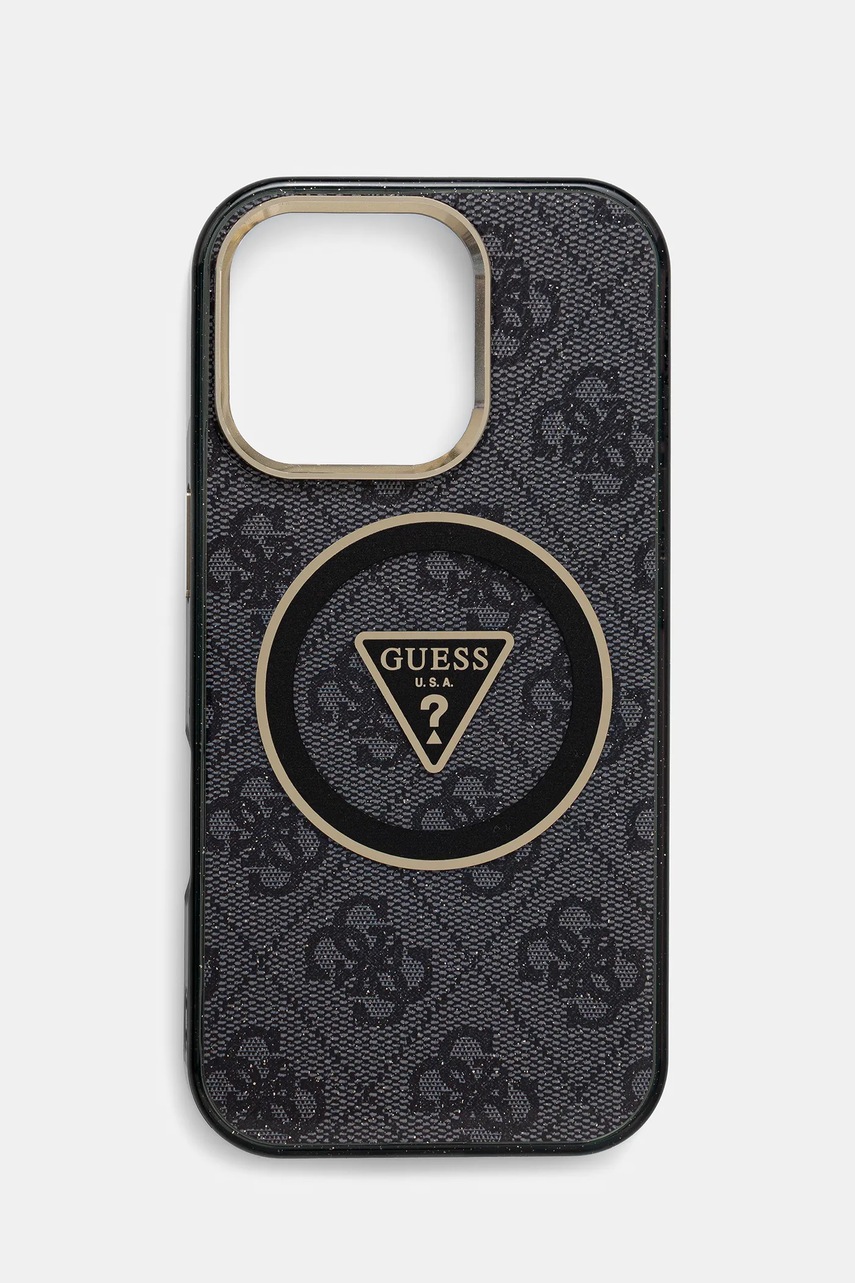 

Кейс за телефон Guess iPhone 16 Pro в черно GUHMP16LHG4PRTGK, Черен