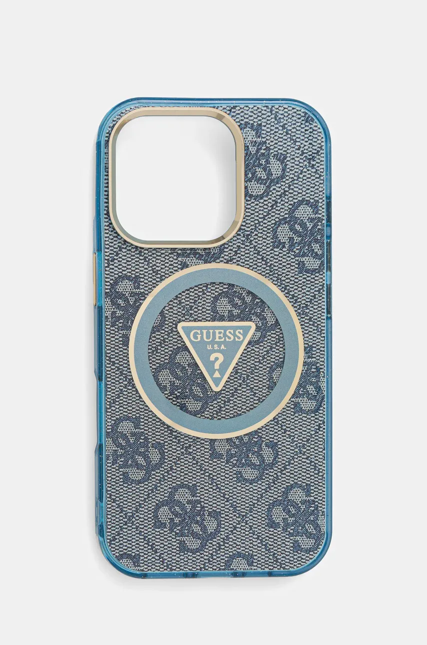 Levně Obal na telefon Guess iPhone 16 Pro modrá barva, GUHMP16LHG4PRTGB