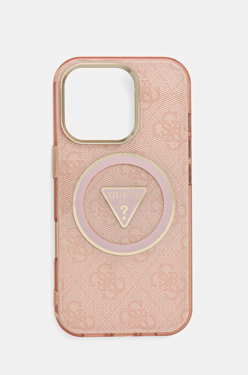Levně Obal na telefon Guess iPhone 16 Pro růžová barva, GUHMP16LHG4PRTGP