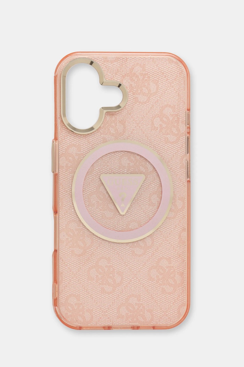 Levně Obal na telefon Guess iPhone 16 růžová barva, GUHMP16SHG4PRTGP