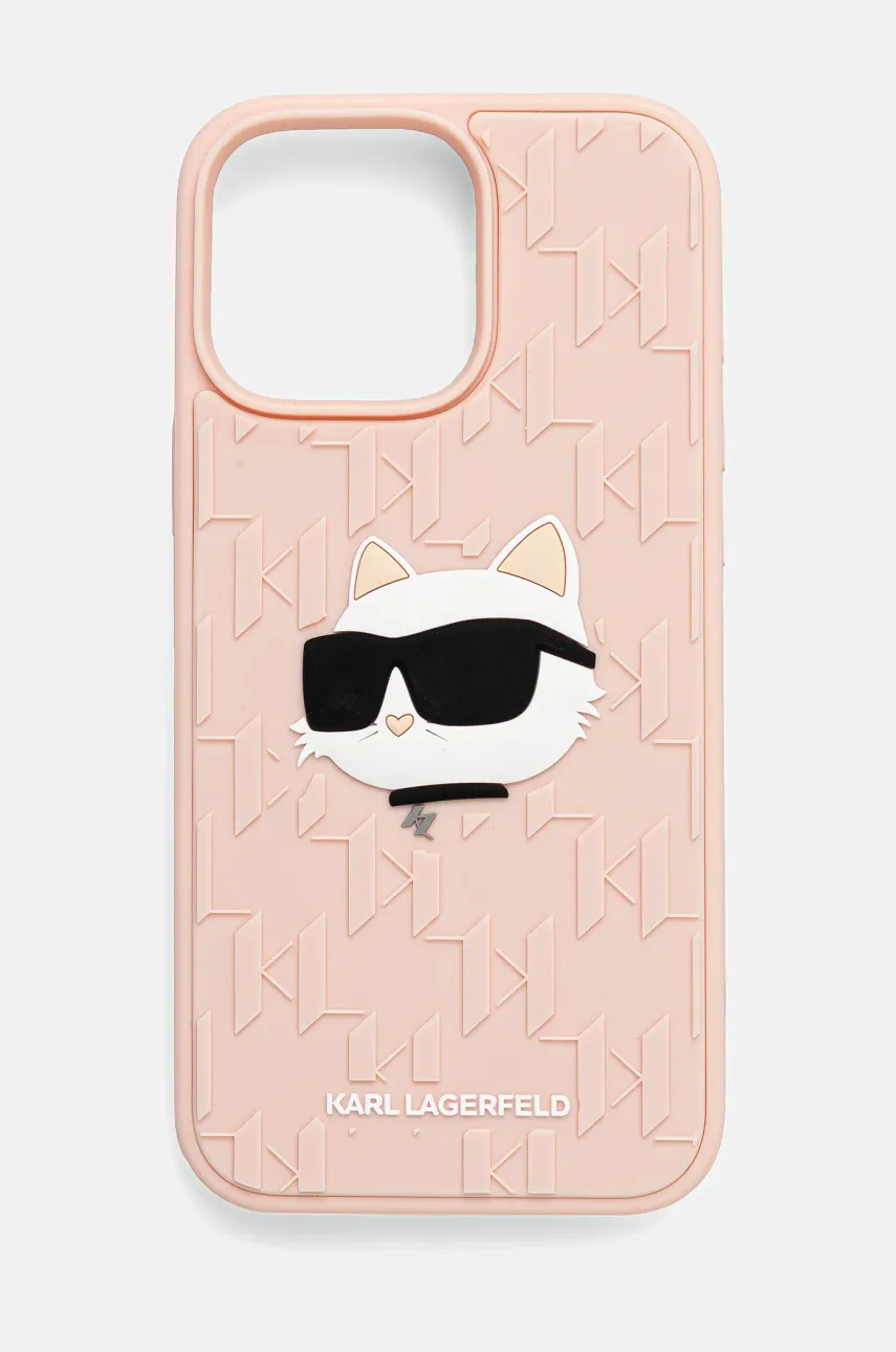 Levně Obal na telefon Karl Lagerfeld iPhone 16 Pro Max růžová barva, KLHCP16XRBCCHHKLP