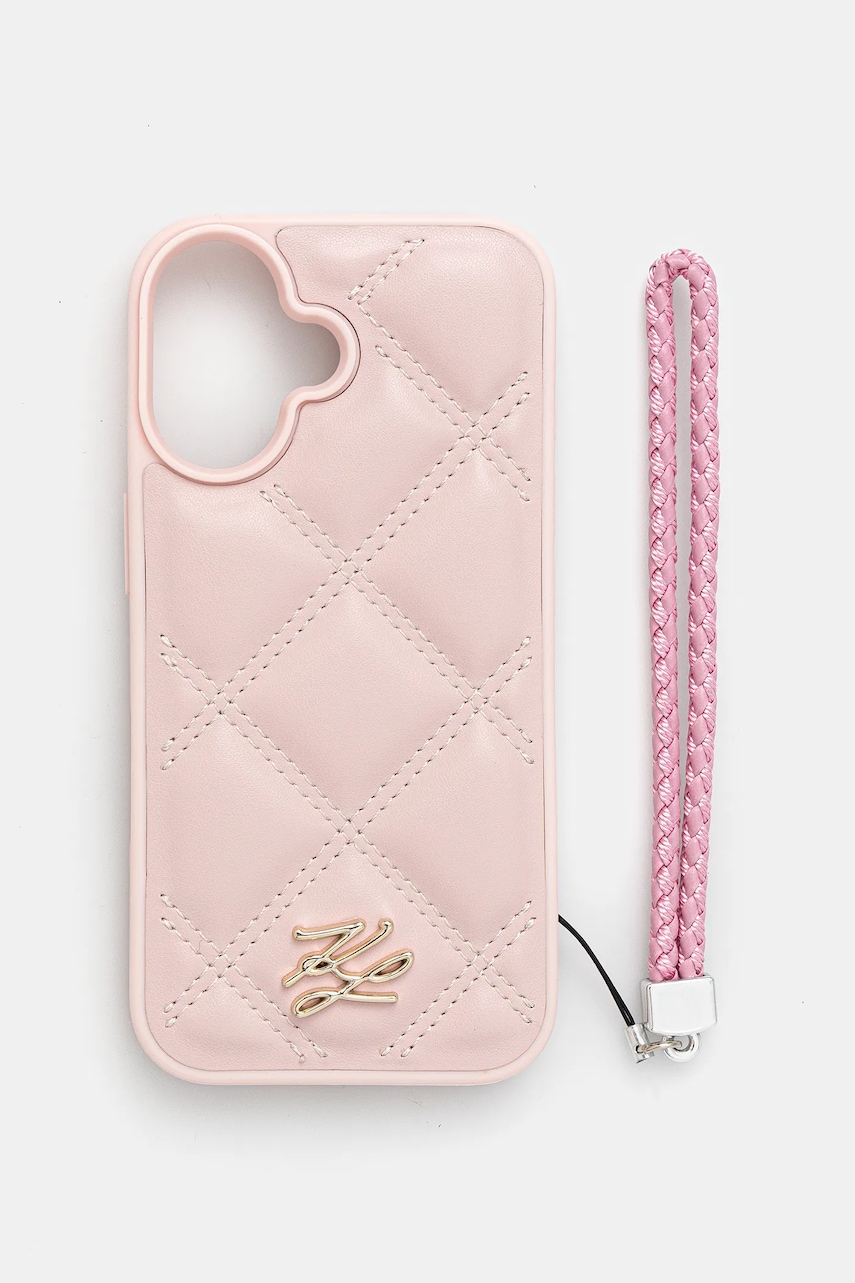 Karl Lagerfeld carcasă de telefon iPhone 16 culoarea roz, KLHCP16SPSQSKLSMSP