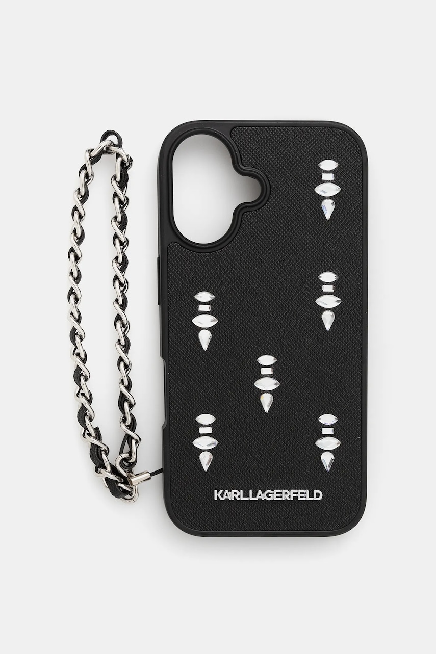 Karl Lagerfeld carcasă de telefon iPhone 16 culoarea negru, KLHCP16SPSADJSK