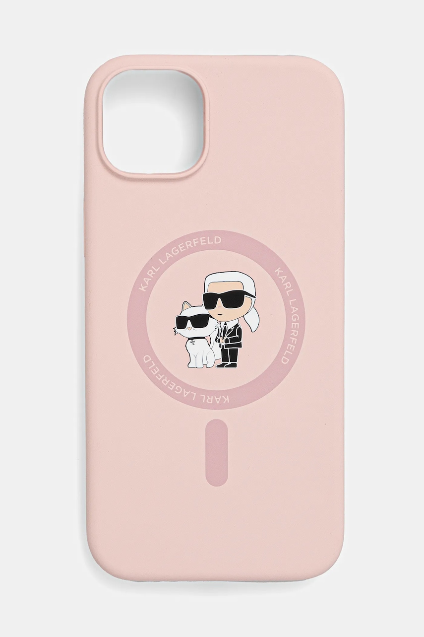 Karl Lagerfeld carcasă de telefon iPhone 15 Plus culoarea roz, KLHMP15MSCMKCRHP