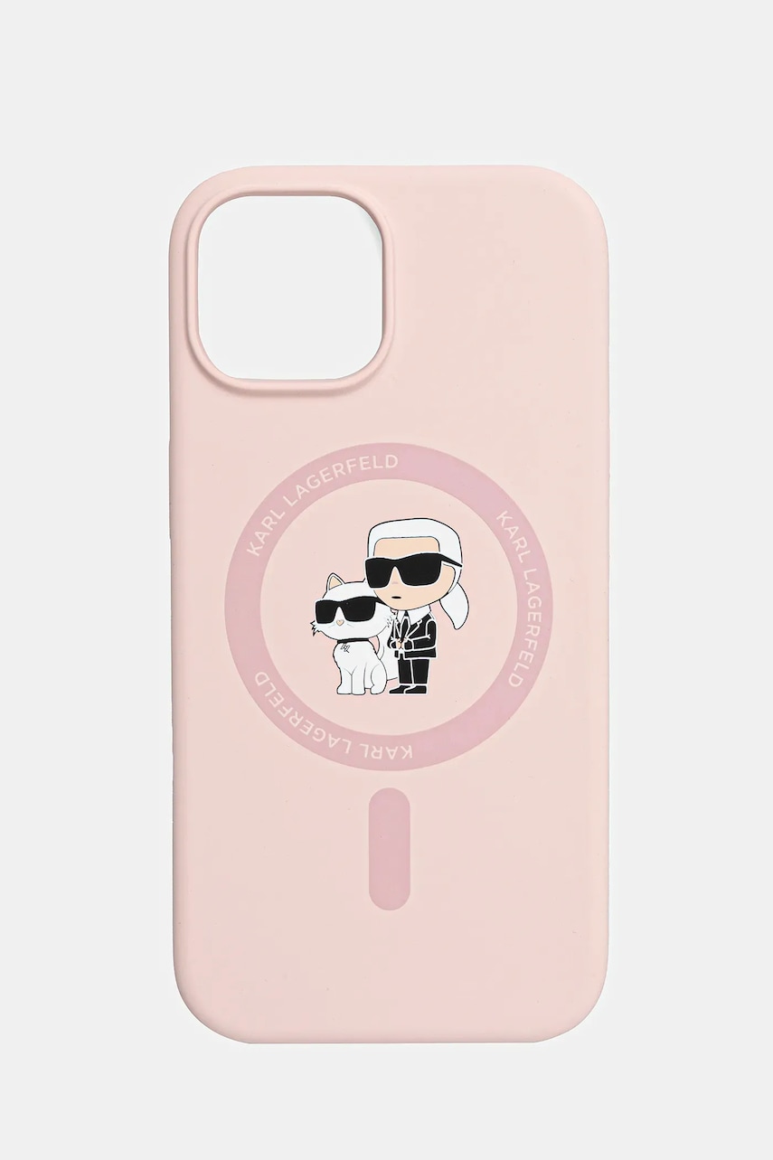 Karl Lagerfeld carcasă de telefon iPhone 15 culoarea roz, KLHMP15SSCMKCRHP Karl Lagerfeld carcasă de telefon iPhone 15 culoarea roz, KLHMP15SSCMKCRHP