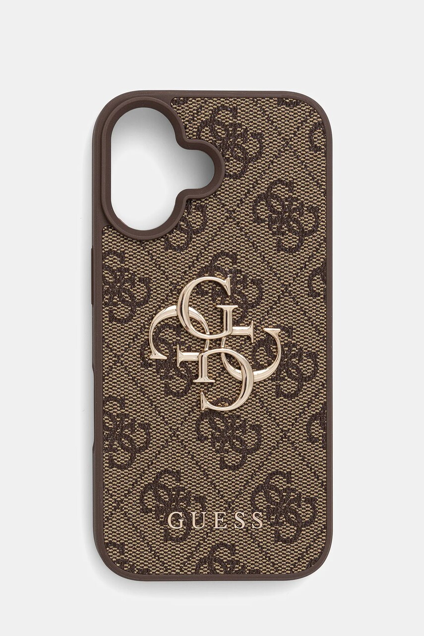 Levně Obal na telefon Guess iPhone 16 hnědá barva, GUHCP16S4GMGBR