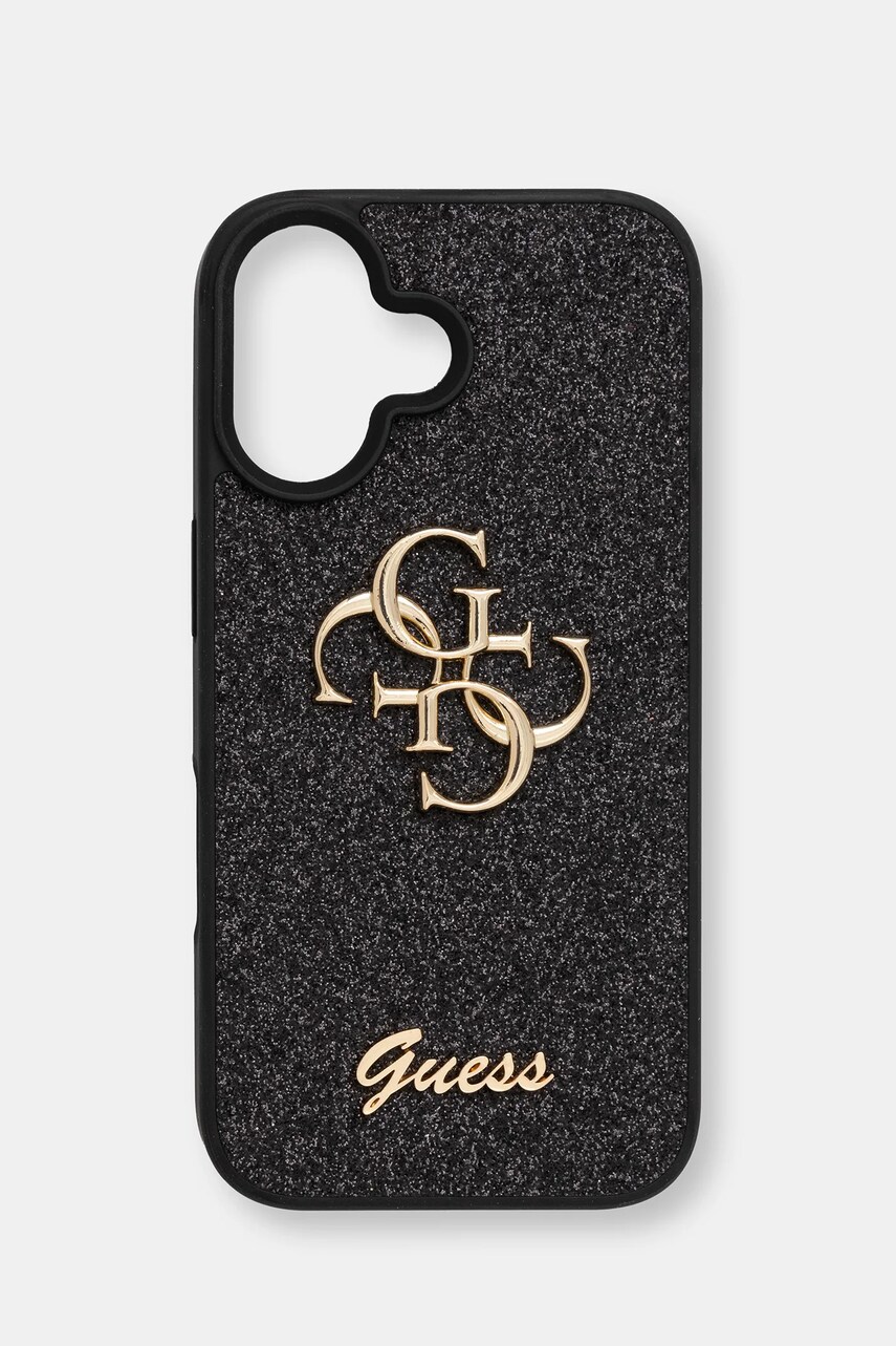 Levně Obal na telefon Guess iPhone 16 černá barva, GUHCP16SHG4SGK