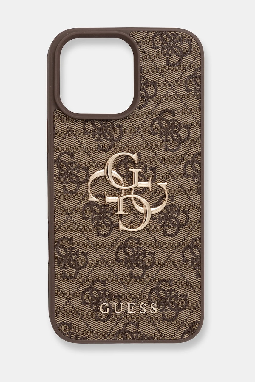 Levně Obal na telefon Guess iPhone 16 Pro Max hnědá barva, GUHCP16X4GMGBR