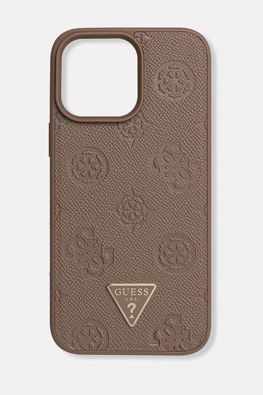 Levně Obal na telefon Guess iPhone 16 Pro Max hnědá barva, GUHMP16XPGBTMW