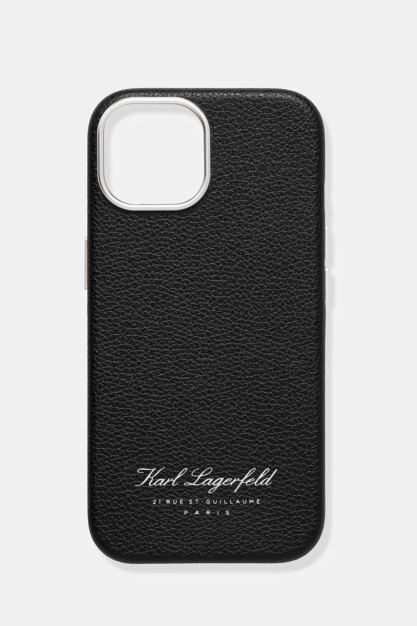 Karl Lagerfeld carcasă de telefon iPhone 15 culoarea negru, KLHCP15SPGWCMKHK