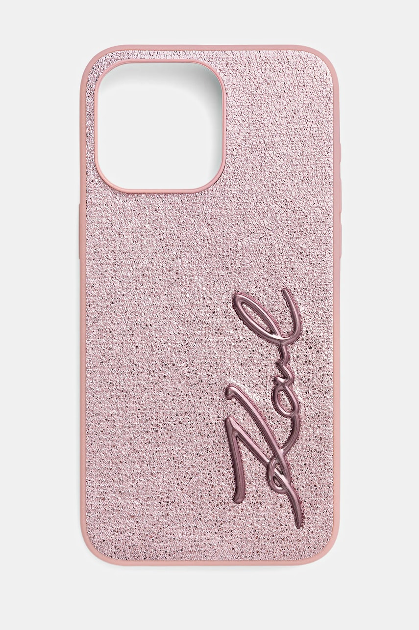 Karl Lagerfeld husa pentru telefon iPhone 15 Pro Max culoarea roz, KLHCP15XPFMFBKMP