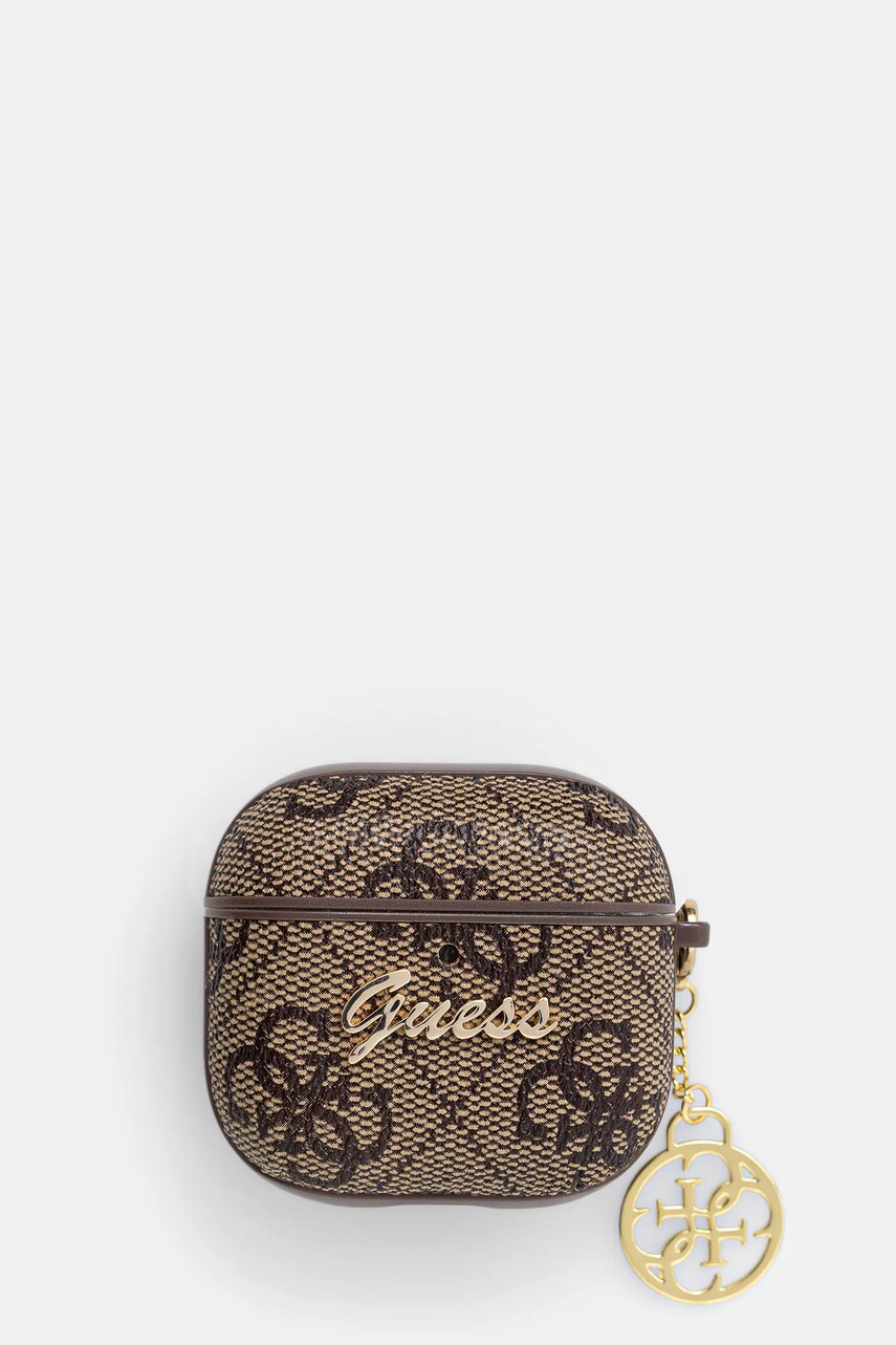 Levně Obal na Guess AirPods 4 cover hnědá barva, GUA4G4GSMW