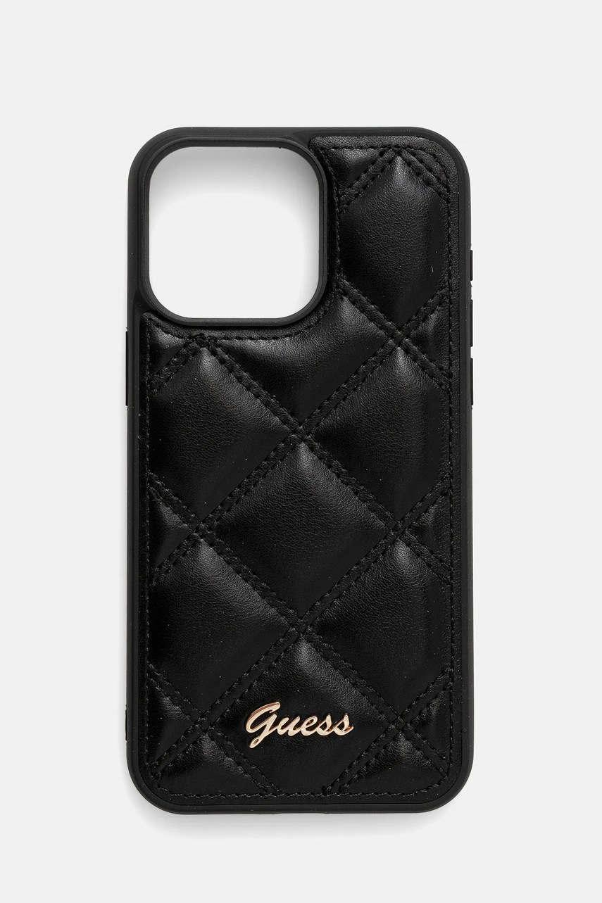 Levně Obal na telefon Guess iPhone 15 Pro Max 6.7" černá barva, GUHCP15XPSQSQSK