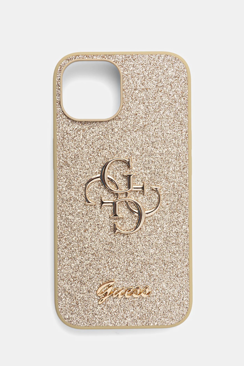 Levně Obal na telefon Guess iPhone 15 / 14 / 13 6.1" zlatá barva, GUHCP15SHG4SGD
