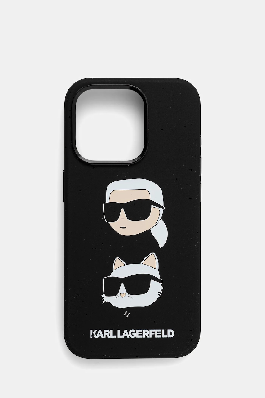 Levně Obal na telefon Karl Lagerfeld iPhone 15 Pro 6.1" černá barva, KLHCP15LSDHKCNK