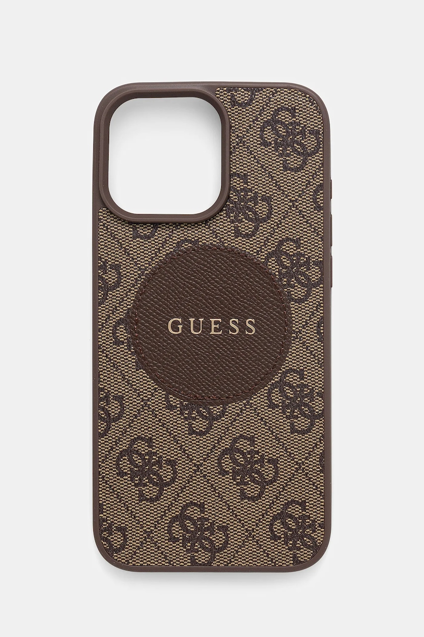 Levně Obal na telefon Guess iPhone 16 Pro Max hnědá barva, GUHMP16XP4PGRSGW