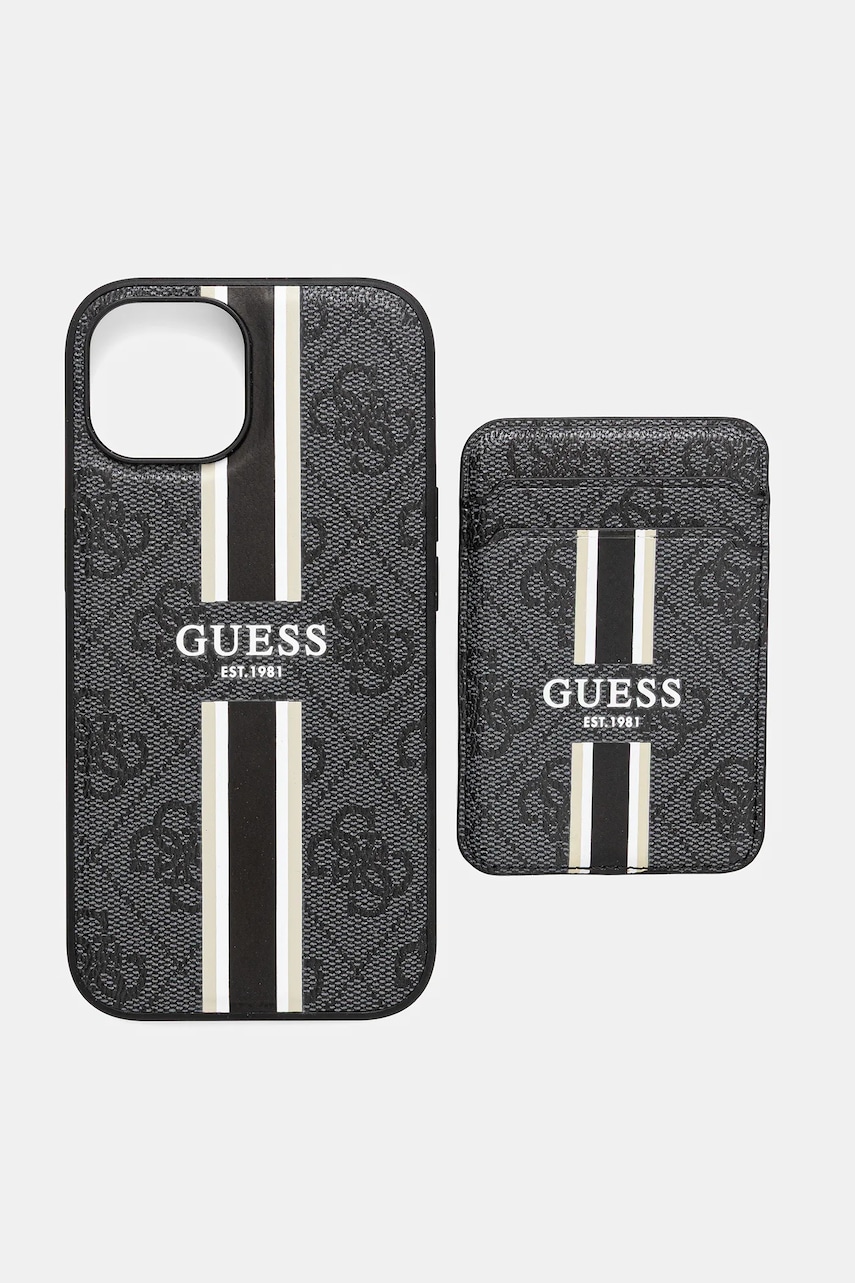Levně Obal na telefon Guess iPhone 15 černá barva, GUBPHCP15SP4RPSK