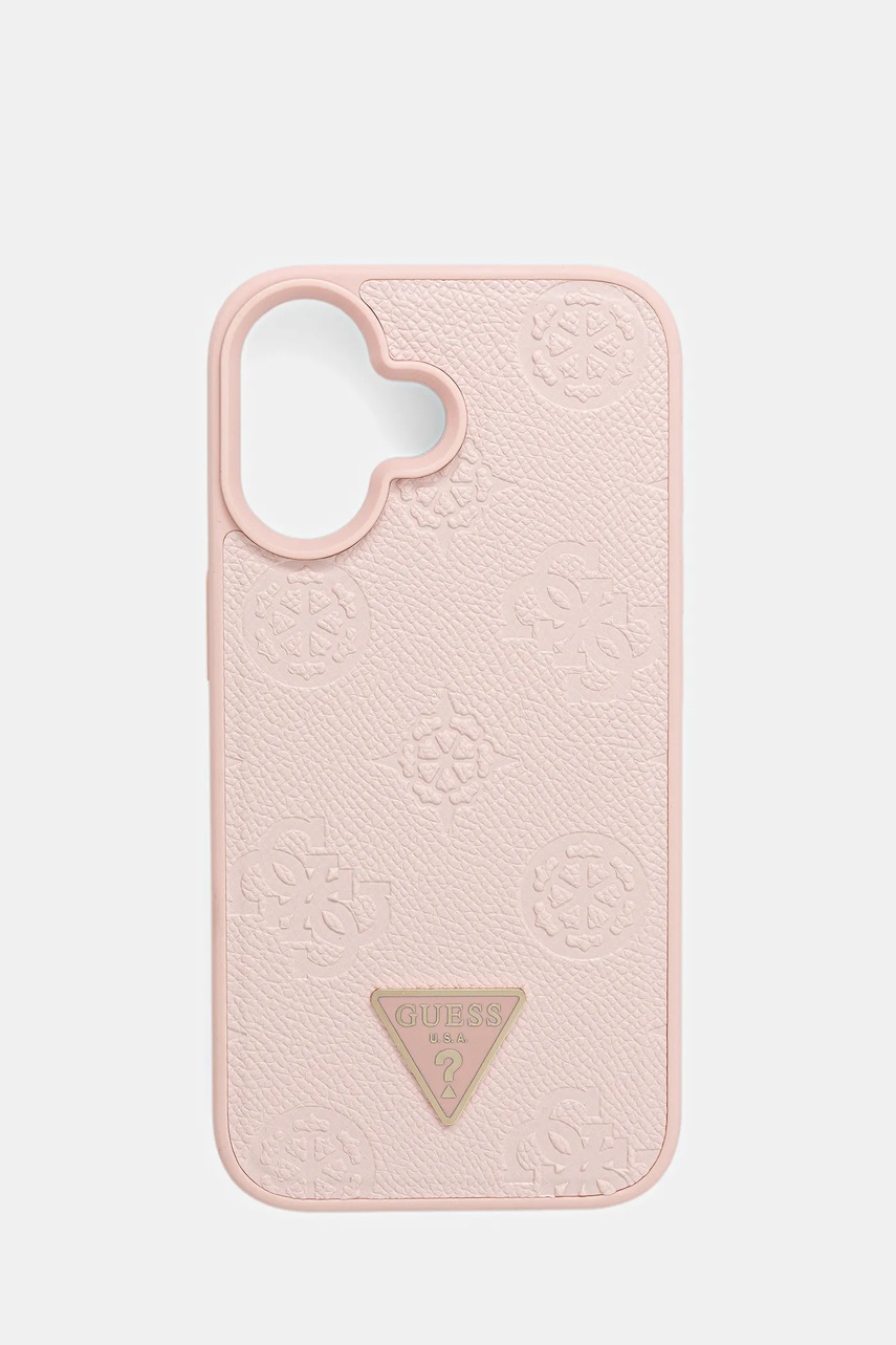Levně Obal na telefon Guess iPhone 16 růžová barva, GUHMP16SPGBTMP