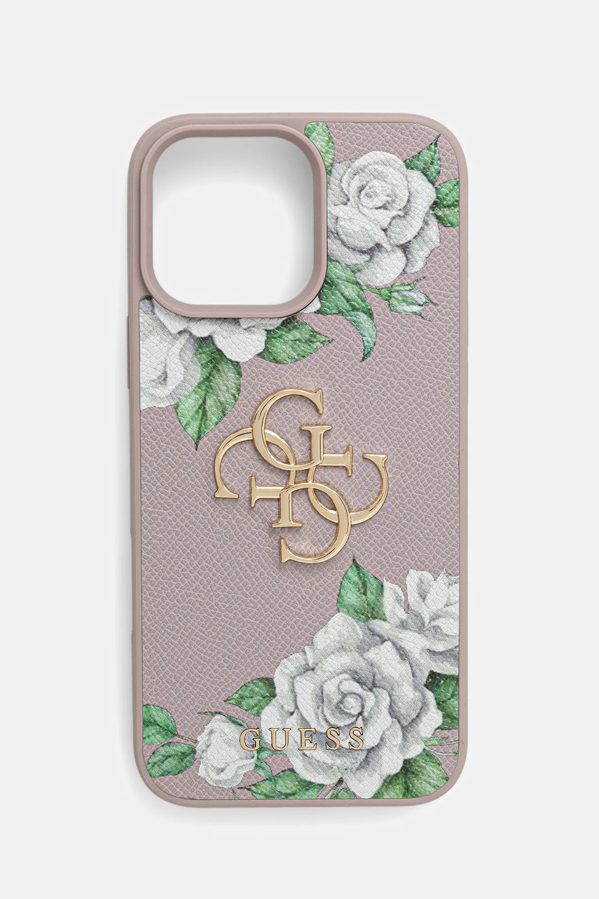 Levně Obal na telefon Guess iPhone 16 Pro Max fialová barva, GUHCP16XPGROP4MU