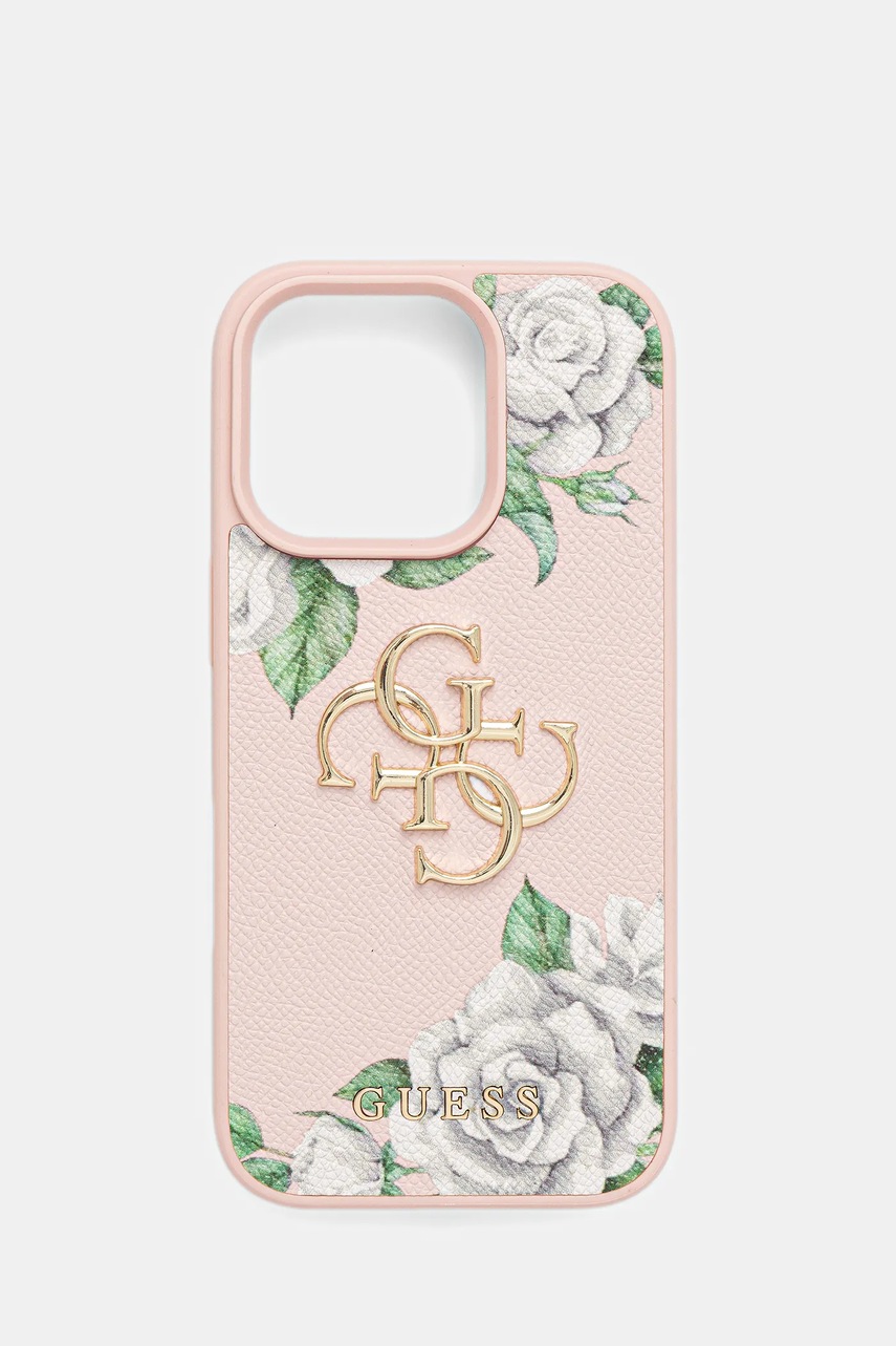 Levně Obal na telefon Guess iPhone 16 Pro růžová barva, GUHCP16LPGROP4MP