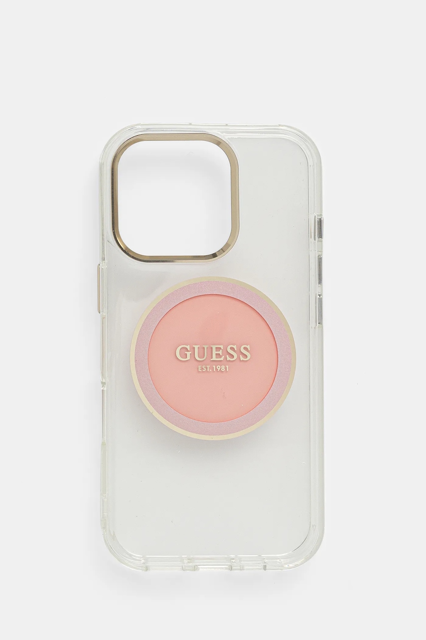 Levně Obal na telefon Guess iPhone 16 Pro růžová barva, GUHMP16LHTDRCEDP