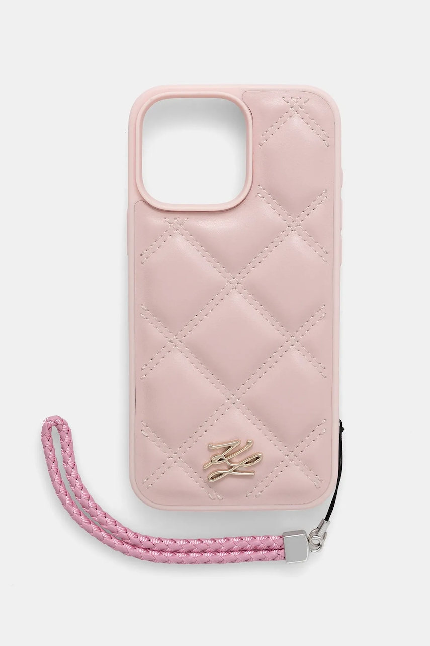 Karl Lagerfeld husă pentru telefon iPhone 16 Pro Max culoarea roz, KLHCP16XPSQSKLSMSP